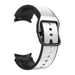 For Samsung Galaxy Watch 4 40mm 20mm Silicone Pasted Leather Watch Band(Light Grey)