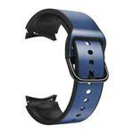 For Samsung Galaxy Watch 4 Classic 42mm 20mm Silicone Pasted Leather Watch Band(Blue)