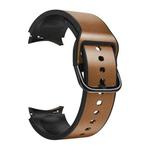 For Samsung Galaxy Watch 4 Classic 42mm 20mm Silicone Pasted Leather Watch Band(Brown)