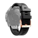 For Garmin Fenix 7S 20mm Rose Gold Buckle Silicone Watch Band(Black)