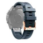For Garmin Fenix 5S 20mm Rose Gold Buckle Silicone Watch Band(Navy blue)