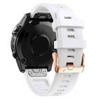 For Garmin Fenix 5S Plus 20mm Rose Gold Buckle Silicone Watch Band(White)