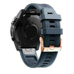 For Garmin Fenix 5S Plus 20mm Rose Gold Buckle Silicone Watch Band(Navy blue)