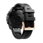 For Garmin Fenix 5S Plus 20mm Rose Gold Buckle Silicone Watch Band(Black)