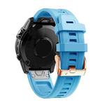 For Garmin Fenix 5S Plus 20mm Rose Gold Buckle Silicone Watch Band(Skyblue)