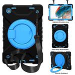 For Samsung Galaxy Tab A8 10.5 2021 X200 / X205 360 Rotation PC+Silicone Tablet Case with Shoulder Strap(Black+Blue)