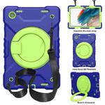 For Samsung Galaxy Tab A8 10.5 2021 X200 / X205 360 Rotation PC+Silicone Tablet Case with Shoulder Strap(Navy+Green)