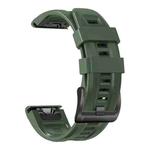 For Garmin Fenix 3 HR 26mm Silicone Sport Pure Color Watch Band(Amygreen)
