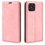 For Honor X8 Retro-skin Magnetic Suction Leather Phone Case(Pink)