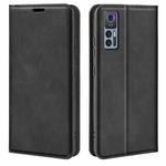 For TCL 30 5G / 30+ Retro-skin  Magnetic Suction Leather Phone Case(Black)