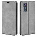 For TCL 30 5G / 30+ Retro-skin  Magnetic Suction Leather Phone Case(Grey)