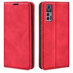 For TCL 30 5G / 30+ Retro-skin  Magnetic Suction Leather Phone Case(Red)