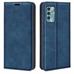 For ZTE Blade V40 Retro-skin Magnetic Suction Leather Phone Case(Dark Blue)