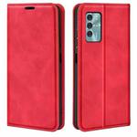 For ZTE Blade V40 Retro-skin Magnetic Suction Leather Phone Case(Red)