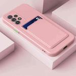 For Samsung Galaxy A13 4G Skin Feel Card Contrast Color Button TPU Phone Case(Pink)