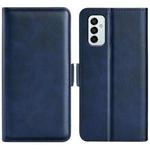 For Samsung Galaxy M23 5G Dual-side Magnetic Buckle Leather Phone Case(Dark Blue)