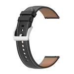 For Garmin Venu 2 Plus Embossed Genuine Leather Watch Band(Black)