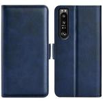 For Sony Xperia 1 IV Dual-side Magnetic Buckle Leather Phone Case(Dark Blue)