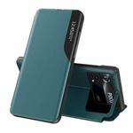 For Xiaomi Poco M4 Pro 4G Side Display Flip  Leather Phone Case with Holder(Green)