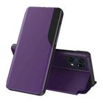 For OPPO Find X5 Side Display Flip Magnetic Leather Phone Case with Holder(Purple)