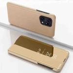 For OPPO Find X5 Plated Mirror Horizontal Flip Leather Case with Holder(Gold)