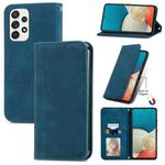 For Samsung Galaxy A73 5G Retro Skin Feel Magnetic Horizontal Flip Leather Phone Case(Blue)