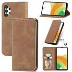 For Samsung Galaxy A13 4G Retro Skin Feel Magnetic Horizontal Flip Leather Phone Case(Brown)