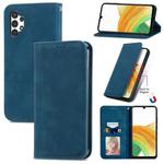 For Samsung Galaxy A13 4G Retro Skin Feel Magnetic Horizontal Flip Leather Phone Case(Blue)