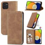 For Samsung Galaxy A03 EU 166mm Retro Skin Feel Magnetic Horizontal Flip Leather Phone Case(Brown)