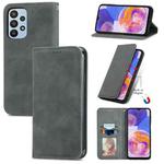 For Samsung Galaxy A23 Retro Skin Feel Magnetic Horizontal Flip Leather Phone Case(Gray)