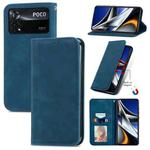 For Xiaomi Poco X4 Pro 5G Retro Skin Feel Magnetic Flip Leather Phone Case(Blue)