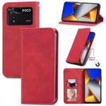 For Xiaomi Poco M4 Pro Retro Skin Feel Magnetic Flip Leather Phone Case(Red)