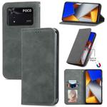 For Xiaomi Poco M4 Pro Retro Skin Feel Magnetic Flip Leather Phone Case(Gray)