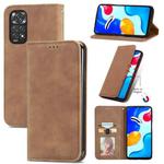 For Xiaomi Redmi Note 11S Retro Skin Feel Magnetic Flip Leather Phone Case(Brown)