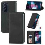 For Motorola Edge X30 Retro Skin Feel Magnetic Horizontal Flip Leather Phone Case(Black)