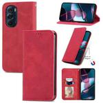 For Motorola Edge X30 Retro Skin Feel Magnetic Horizontal Flip Leather Phone Case(Red)