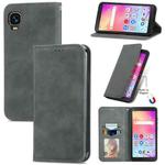 For TCL A509DL / A3 Retro Skin Feel Magnetic Horizontal Flip Leather Phone Case(Gray)