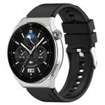 For Huawei Watch GT 3 Pro 46mm 22mm Protruding Head Silver Buckle Silicone Watch Band(Black)