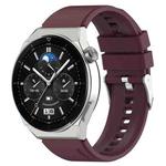 For Huawei Watch GT 3 Pro 46mm 22mm Protruding Head Silver Buckle Silicone Watch Band(Wine Red)