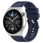 For Huawei Watch GT 3 Pro 46mm 22mm Protruding Head Silver Buckle Silicone Watch Band(Dark Blue)