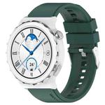 For Huawei Watch GT 3 Pro 43mm 20mm Protruding Head Silver Buckle Silicone Watch Band(Dark Green)