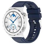 For Huawei Watch GT 3 Pro 43mm 20mm Protruding Head Silver Buckle Silicone Watch Band(Dark Blue)