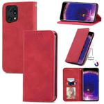 For OPPO Find X5 Pro Retro Skin Feel Magnetic Horizontal Flip Leather Phone Case(Red)