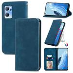 For OPPO Reno7 5G Retro Skin Feel Magnetic Horizontal Flip Leather Phone Case(Blue)