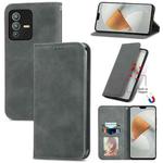 For vivo S12 Pro Retro Skin Feel Magnetic Horizontal Flip Leather Phone Case(Gray)