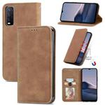 For vivo Y20 / Y20 2021 Retro Skin Feel Magnetic Horizontal Flip Leather Phone Case(Brown)