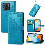 For Xiaomi Redmi 10C Mandala Flower Embossed Flip Leather Phone Case(Blue)