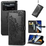 For Xiaomi Poco X4 Pro 5G Mandala Flower Embossed Flip Leather Phone Case(Black)