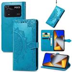 For Xiaomi Poco M4 Pro 4G Mandala Flower Embossed Flip Leather Phone Case(Blue)