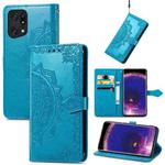 For OPPO Find X5 Pro Mandala Flower Embossed Flip Leather Phone Case(Blue)